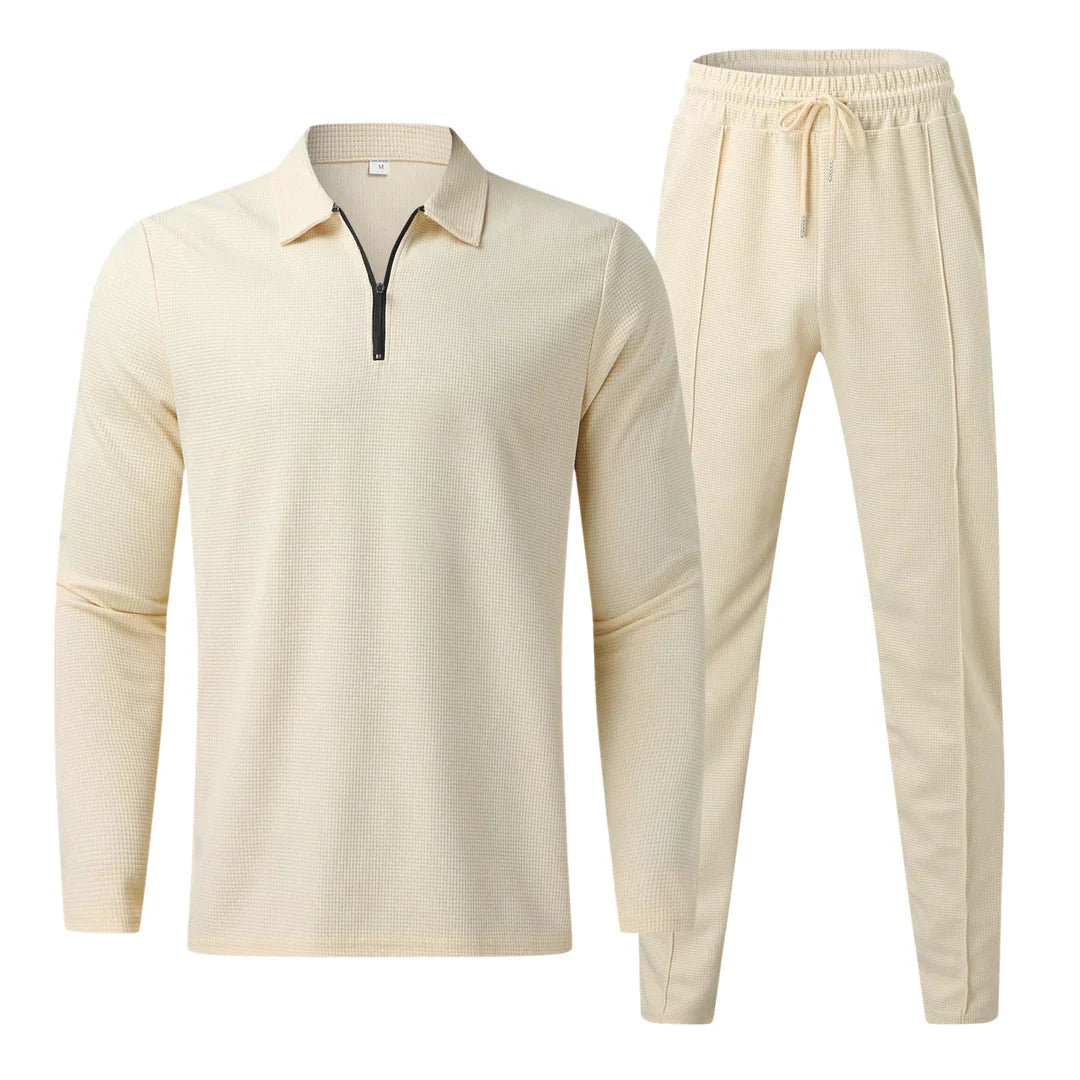 Men's Long-Sleeve Shirt and Trousers Set Modern Elegant
