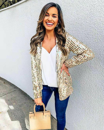 Glitter Blazer Holiday Outfit Women