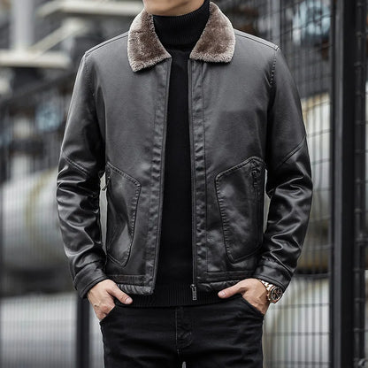 Elegant Men's Classic Leather Jacket