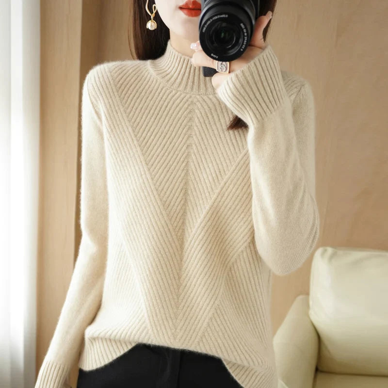 Knitted Round Neck Sweater Warm Winter