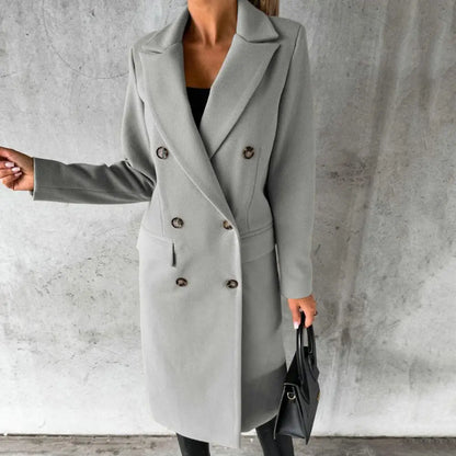 Women's Long Double-Breasted Elegant Trench Coat