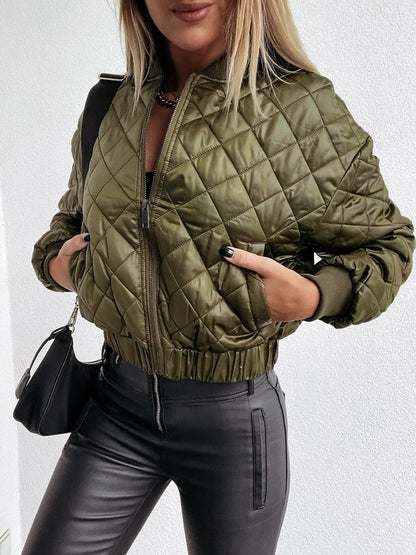 Stylish Women's Bomber Jacket With Pockets