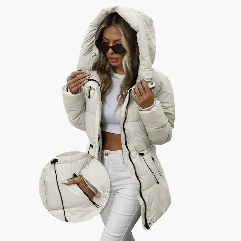 Winter Quilted Jacket Hood Warm