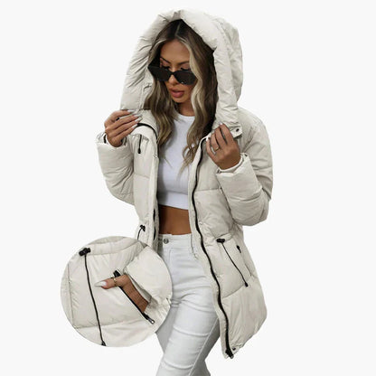 Winter Quilted Jacket Hood Warm