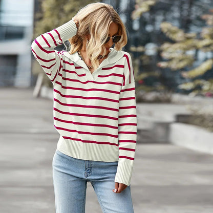 Stylish Striped V-Neck Sweater