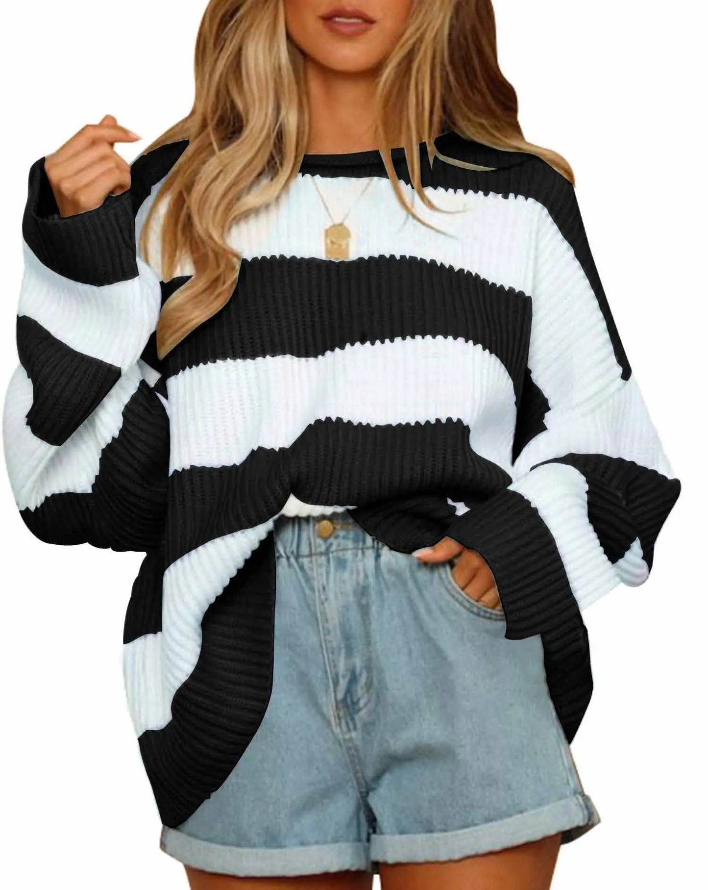 Oversized Striped Knit Sweater
