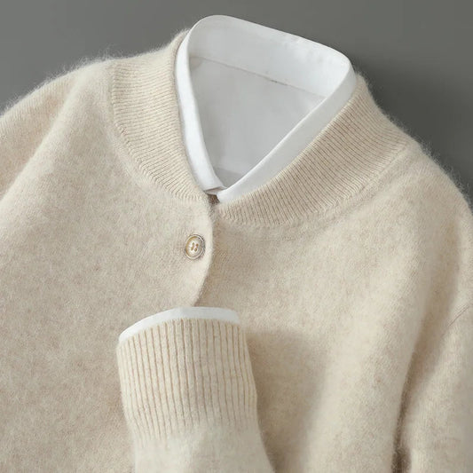 Damen Strickjacke Soft mit Knöpfen Vorne - IdealeKleiden