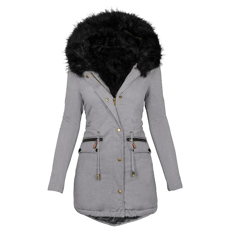 Soft Winter Jacket Hood Fur Collar Women