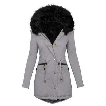 Soft Winter Jacket Hood Fur Collar Women