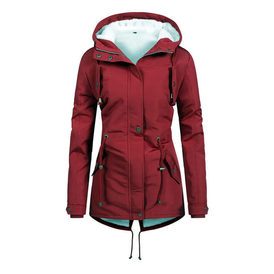 Praktische Outdoorjacke Winddicht Kapuzenjacke Mittellang - IdealeKleiden