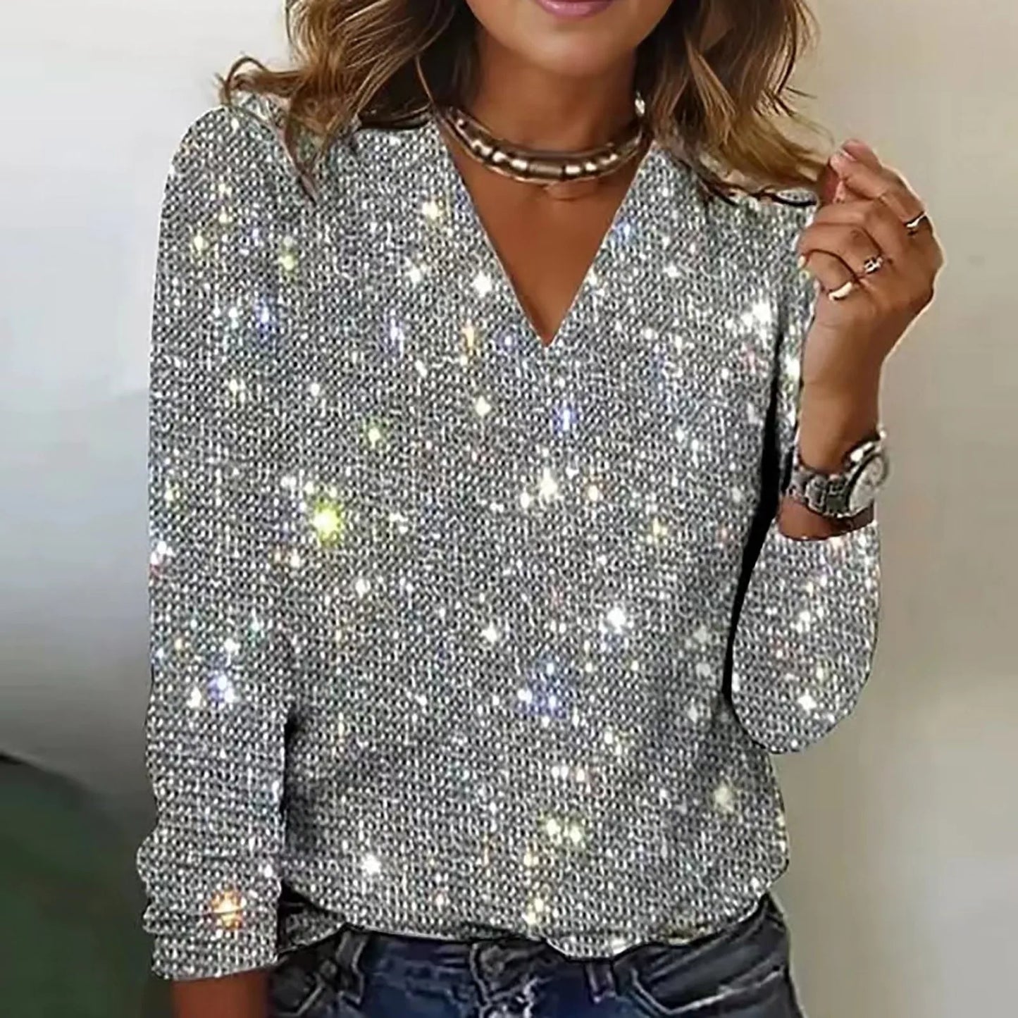 Glittering Women's Blouse Elegant and Chic