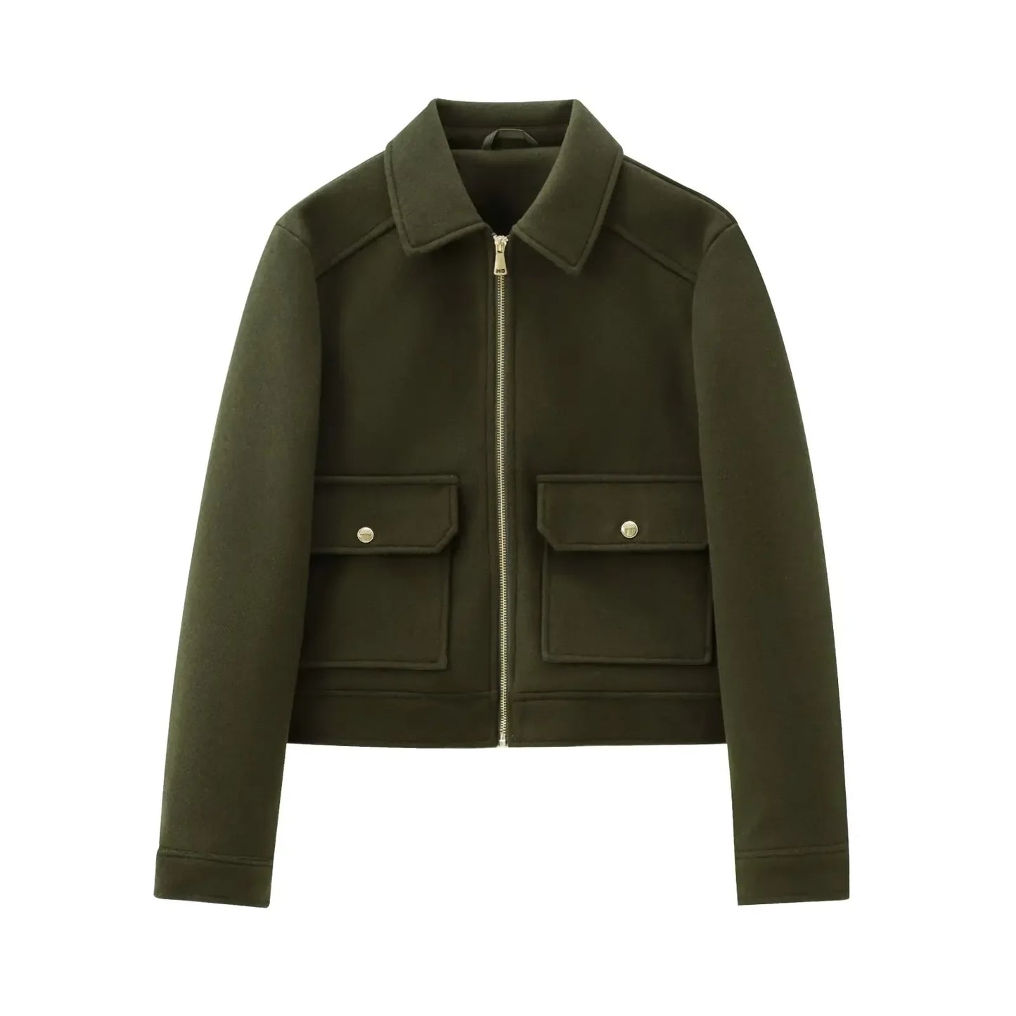 Women's Winter Jacket Zipper Wool Blend