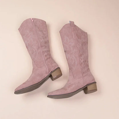 Cowboy Boots Suede Embroidered Mid-Height Model