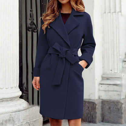 Long Women's Winter Trench Coat Elegant Buttons
