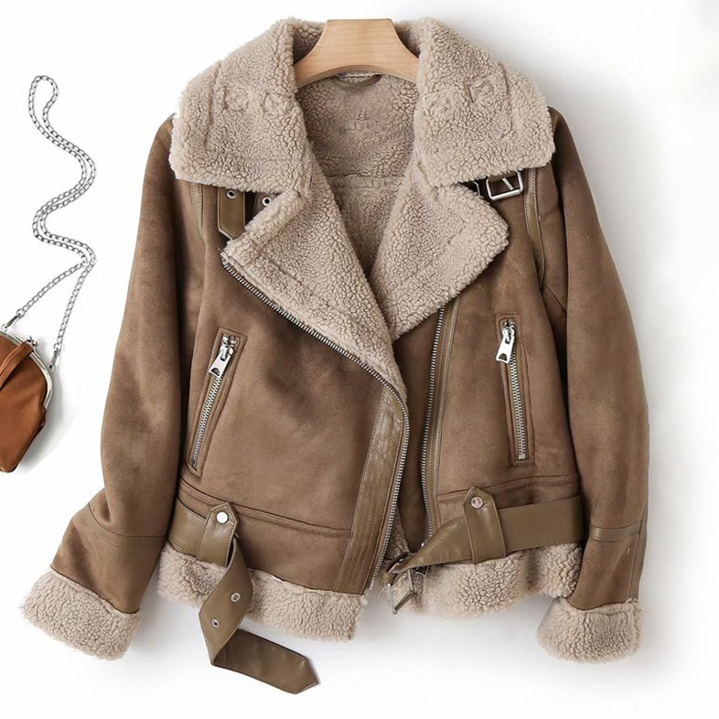 Stylish Faux Leather Bomber Jacket Elegant