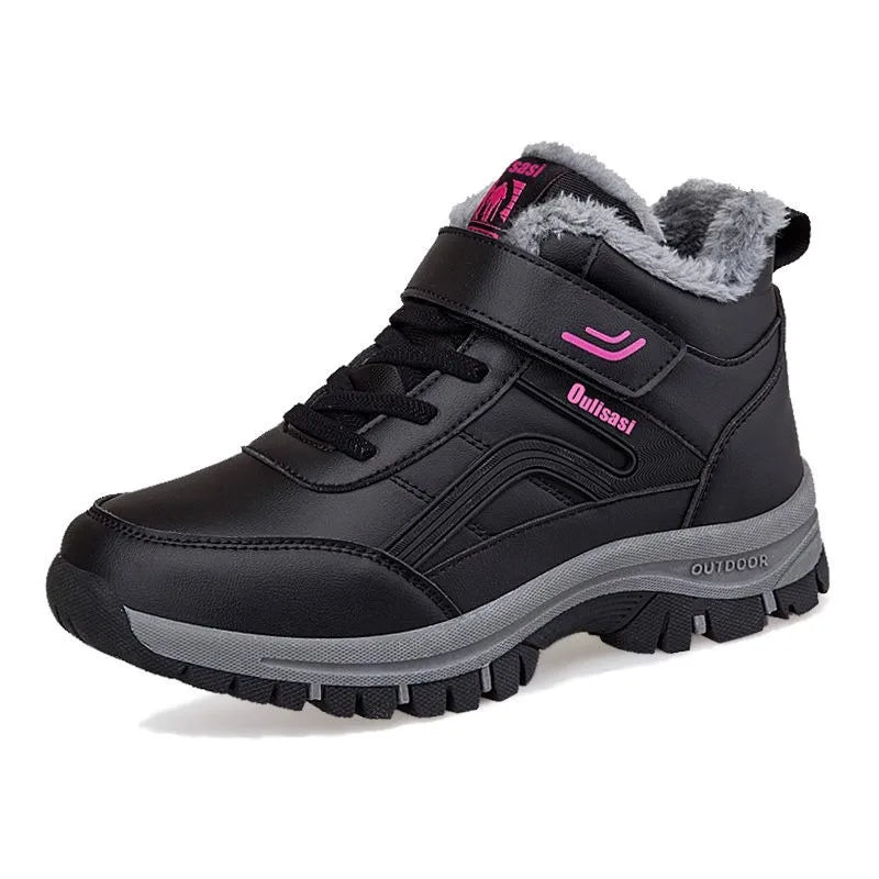 Warm Winter Boots Waterproof Leather Snow Boots Plush Lined