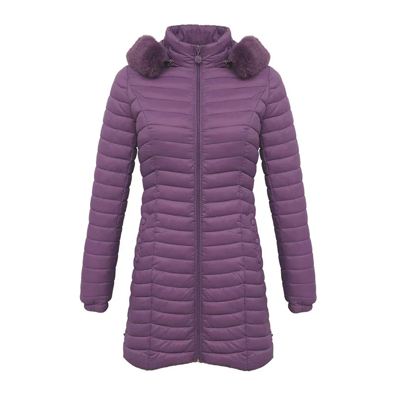 Elegant Slim Fit Winter Jacket with Fur Hood