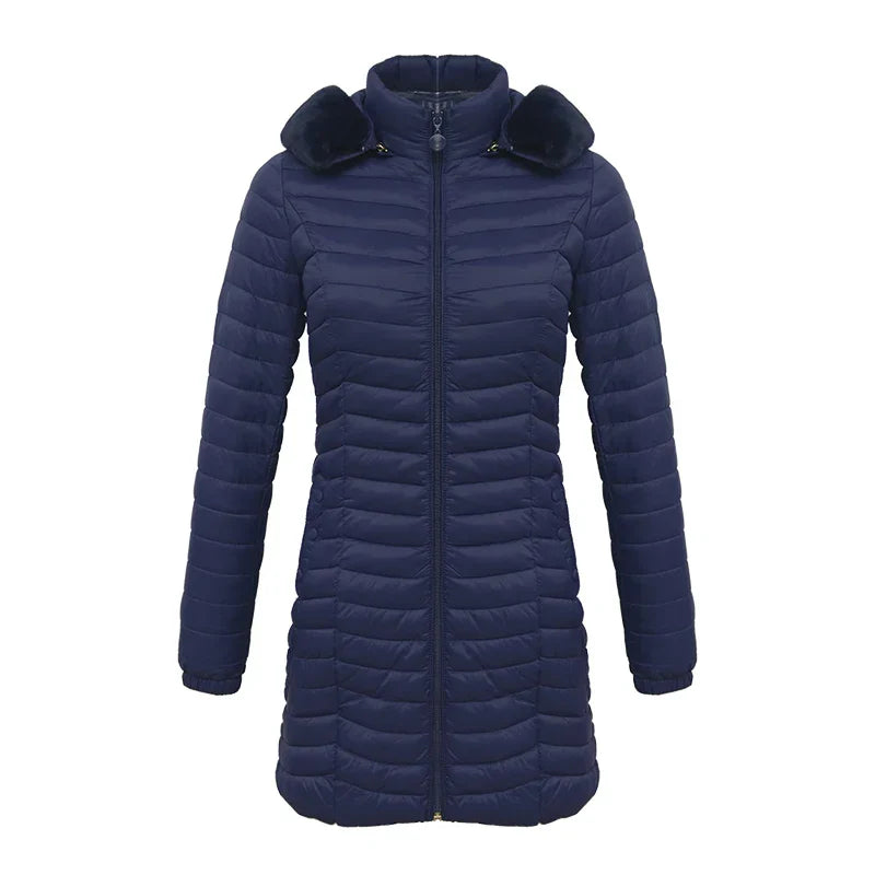 Elegant Slim Fit Winter Jacket with Fur Hood