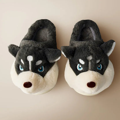 Cute Husky Slippers for Women, Soft
