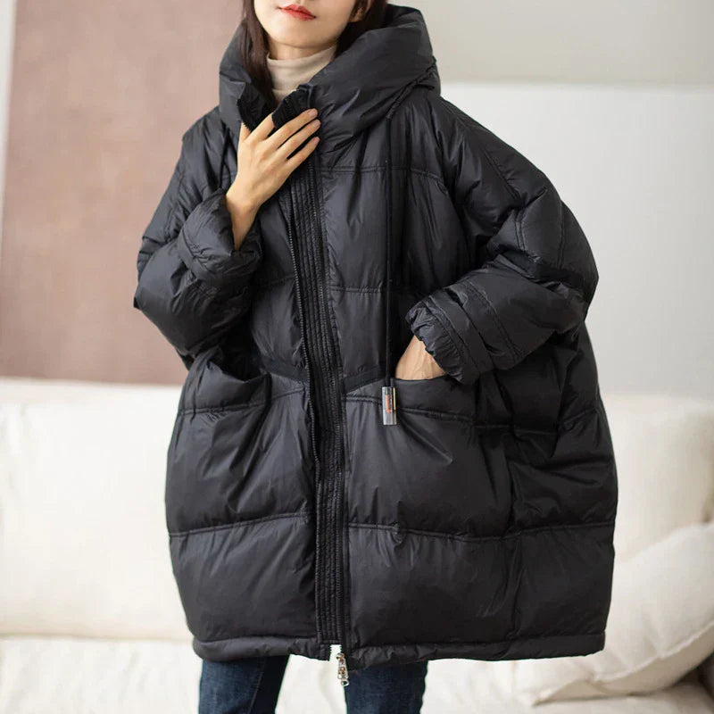 Women's Warm Oversized Down Jacket with Hood