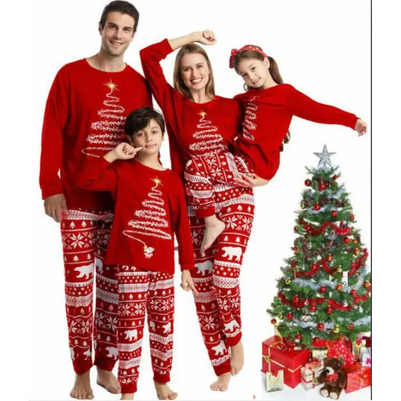 Weihnachtsschlafanzug Rot Familienanzug Festlich - IdealeKleiden