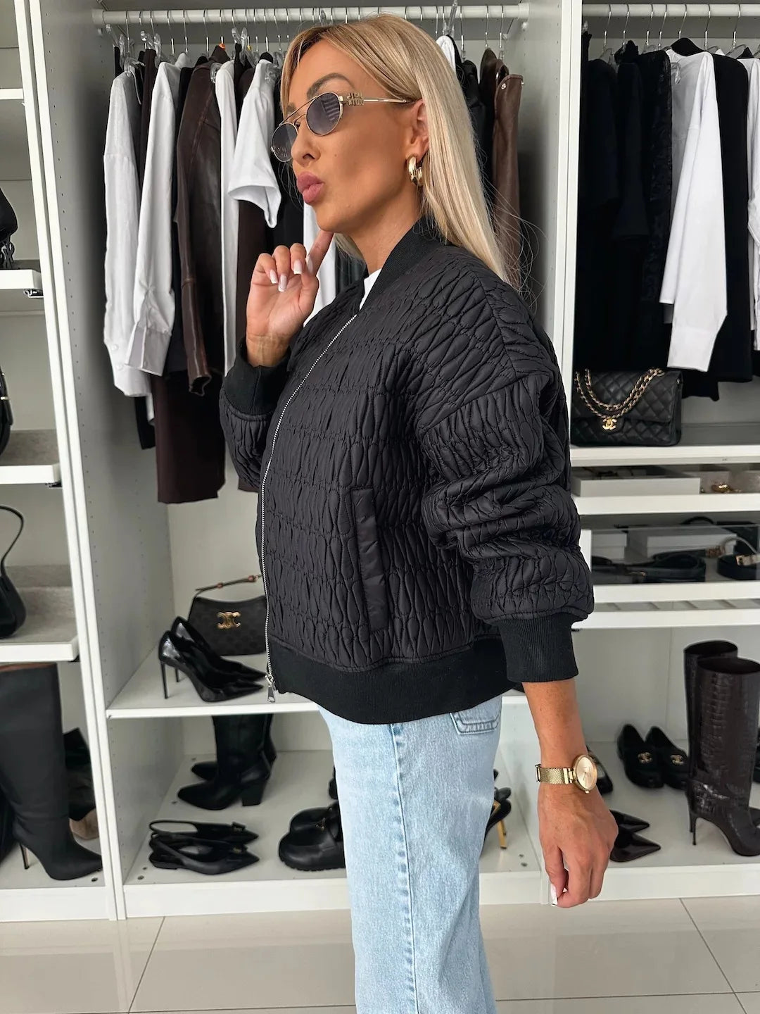 Women's Modern Quilted Jacket Front Zipper