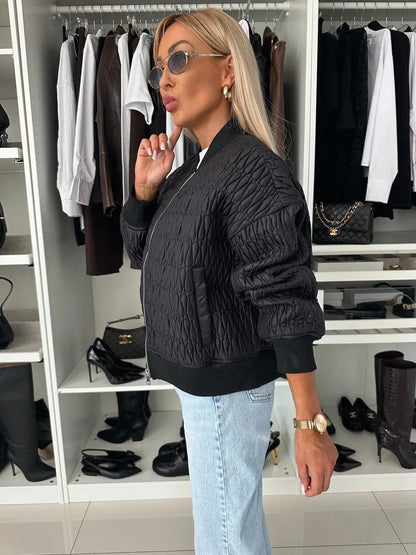 Women's Modern Quilted Jacket Front Zipper