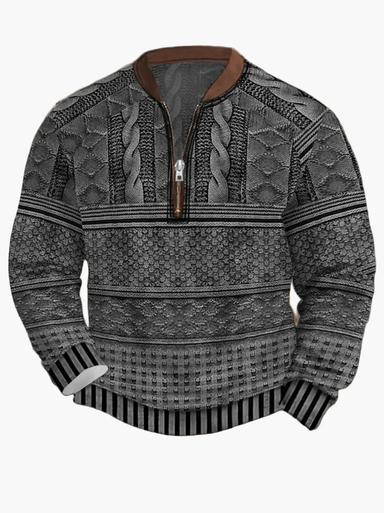 Men's Modern Zip-Up Knit Sweater