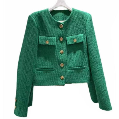 Women's Chic Tweed Round Neck Jacket