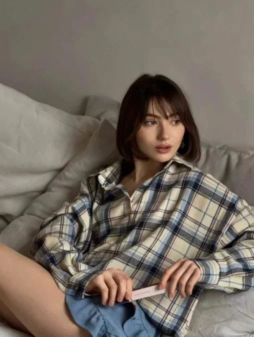 Long-Sleeve Plaid Relaxed Fit Shirt