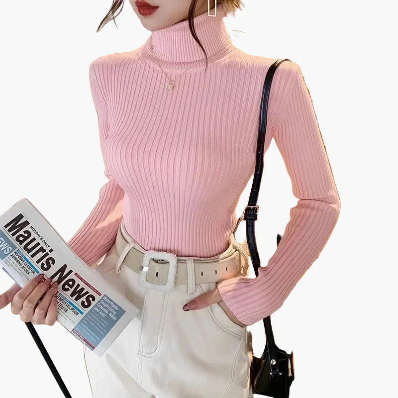 Herbst Pullover Langarm Warm Gerippt