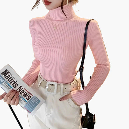 Herbst Pullover Langarm Warm Gerippt