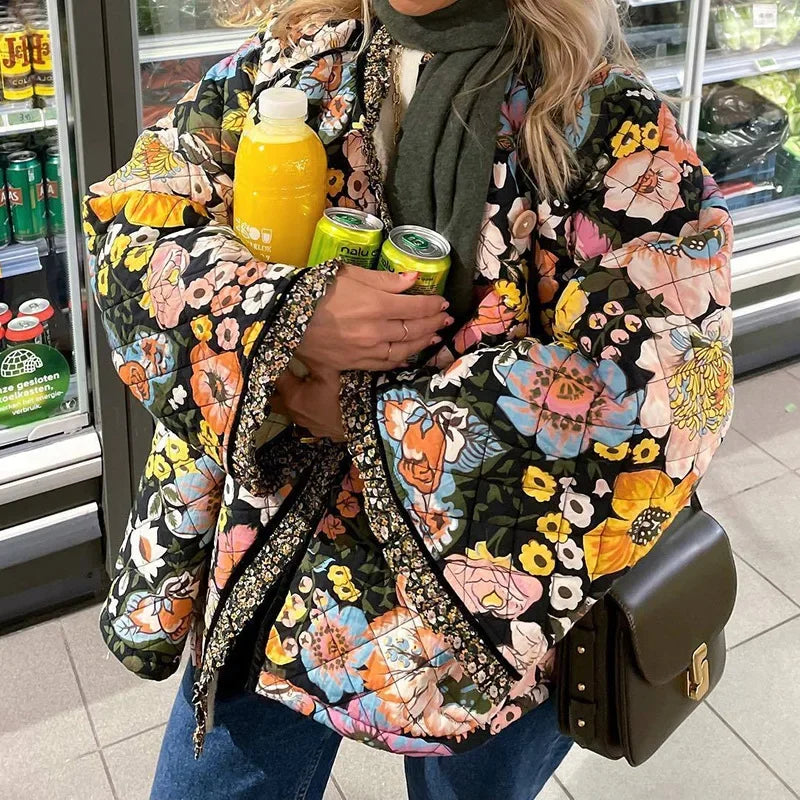Floral Pattern Women's Elegant Coat