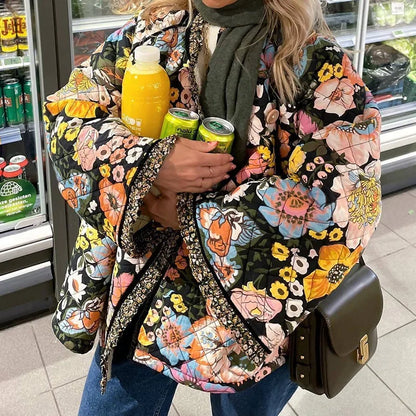 Floral Pattern Women's Elegant Coat