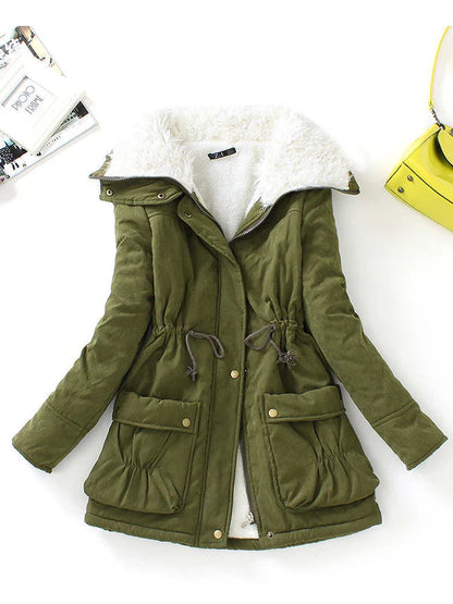 Warm winter dress with faux fur lining and adjustable fit