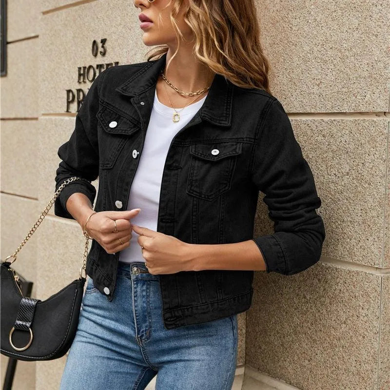 Stylish Sustainable Denim Jacket with Buttons and Pockets