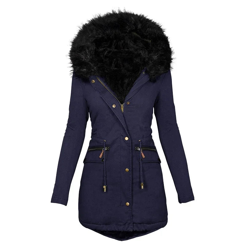 Soft Winter Jacket Hood Fur Collar Women