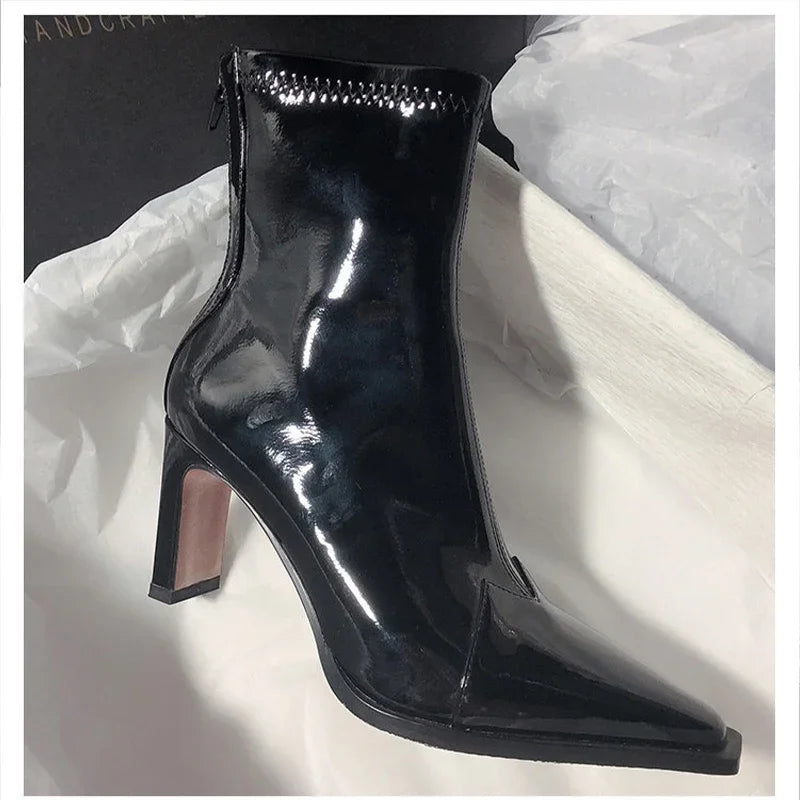 Chic Ankle Boots Women Block Heel