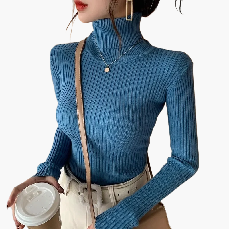 Herbst Pullover Langarm Warm Gerippt