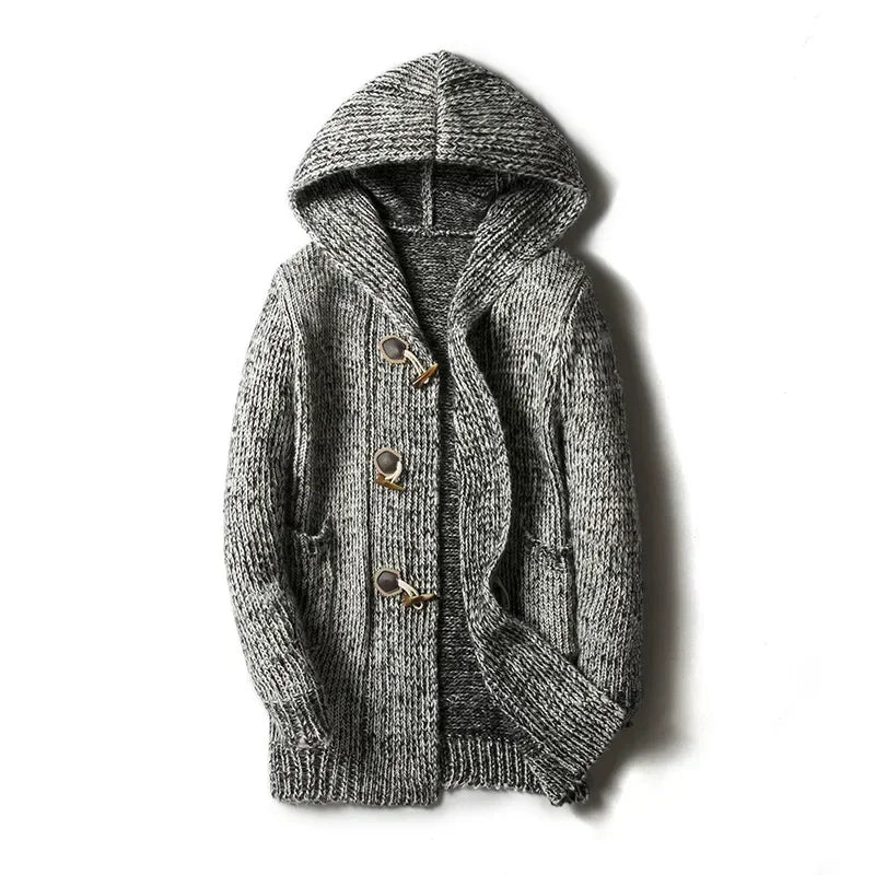Men's Chunky Knit Winter Jacket with Hood