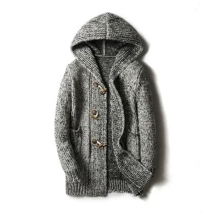 Men's Chunky Knit Winter Jacket with Hood