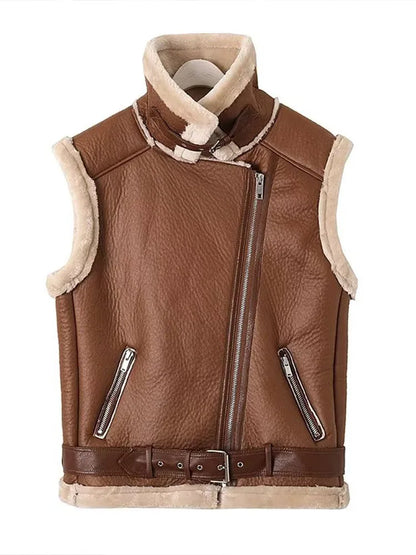 Women's Leather Bodywarmer Warm & Stylish
