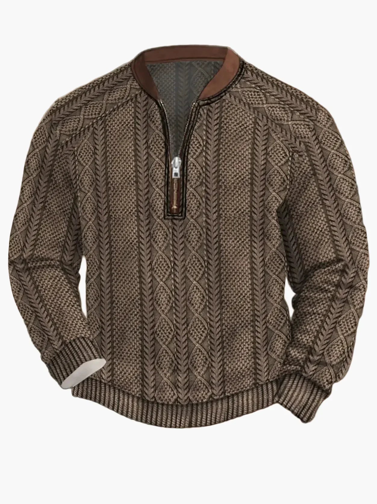 Men's Modern Zip-Up Knit Sweater
