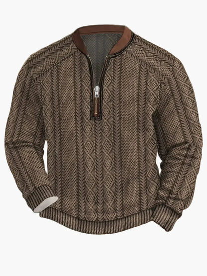 Men's Modern Zip-Up Knit Sweater
