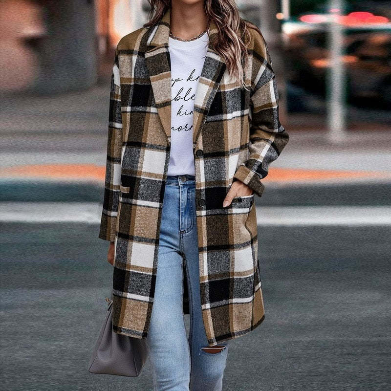 Modische Karo Jacke Damen - IdealeKleiden