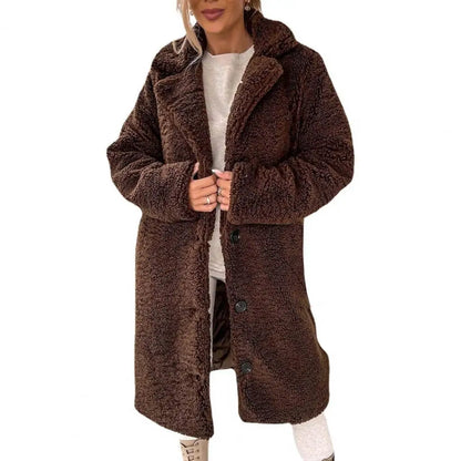 Women's Soft Teddy Jacket Button Closure Winter