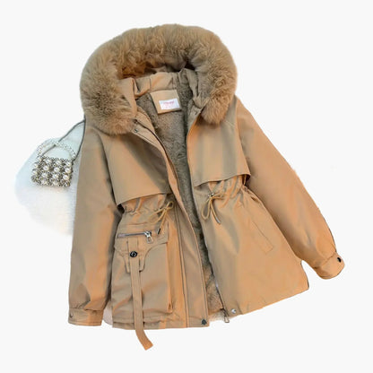 Women's Warm Winter Jacket Hood Faux Fur