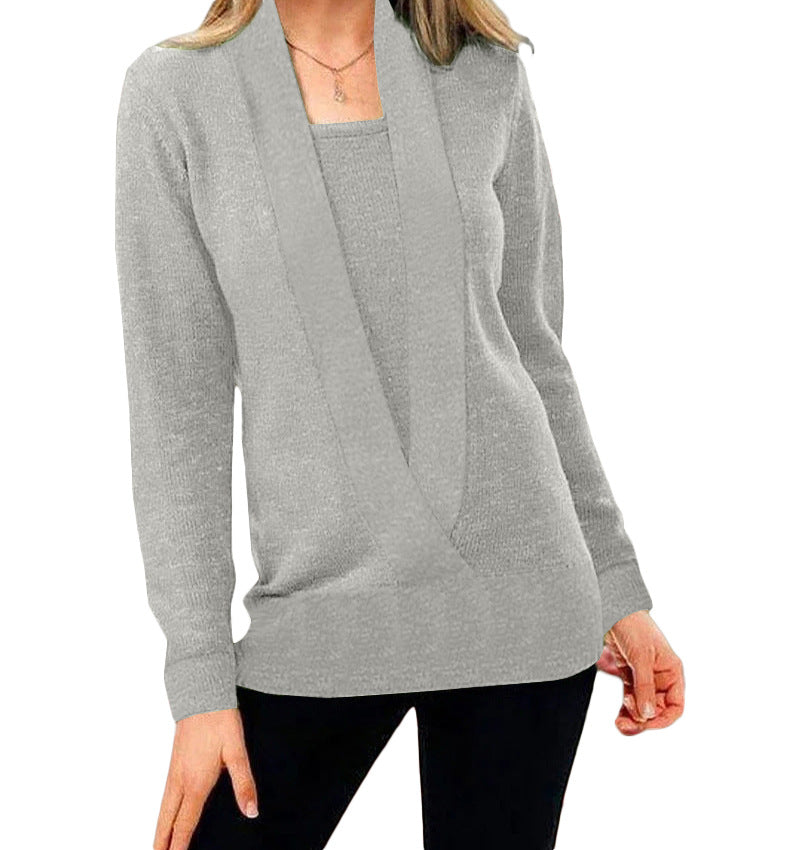 Elegant Women's Sweaters Deep Neckline