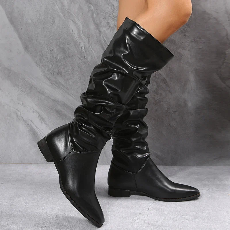 Knee-high boots punk rock leather look