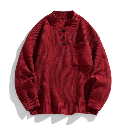 Men's Warm Button Placket Knitted Sweater